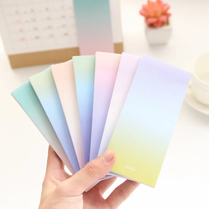 Cute Rainbow Memo Pads Decoration Stickers Self-Adhesive Stationery Sticky Notes N Times Paste Gradient Color Message Stickers