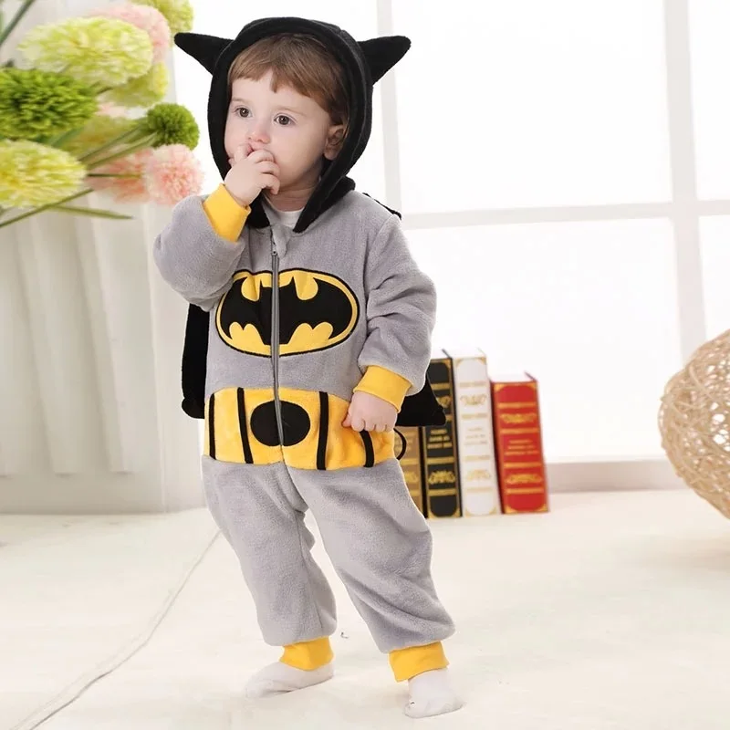 Baby Super Hero Kigurumi Pajamas Clothing Newborn Infant Romper Animal Onesie Cosplay Costume Outfit Hooded Jumpsuit Winter Suit