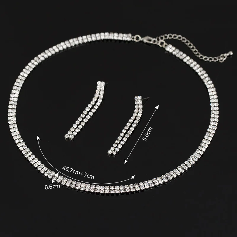 Women Sparkling Rhinestone Crystal Necklace Earrings Set Charm Wedding Bridal Jewelry Set Charms Jewelry Wholesale Gifts #N164