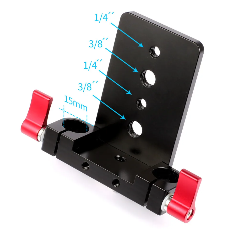 BGNing Aluminum alloy Tripod Mounting Plate Railblock For 15mm Rod Clamp Mount 1/4