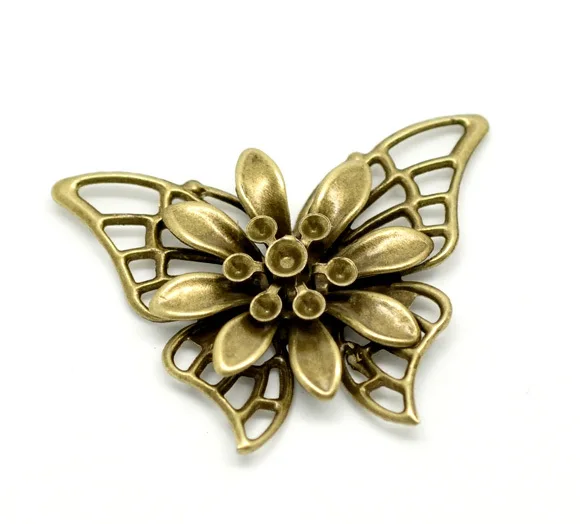 20Pcs Antique Bronze Filigree Butterfly Embellishment Metal Crafts Decoration DIY Findings Connectors4.5x3.5cm J0640