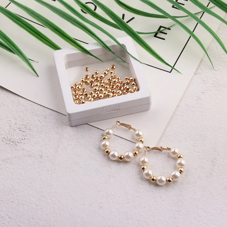 kc gold white k plated beads ball earring accessories diy handmade material for pendant necklace 100pcs