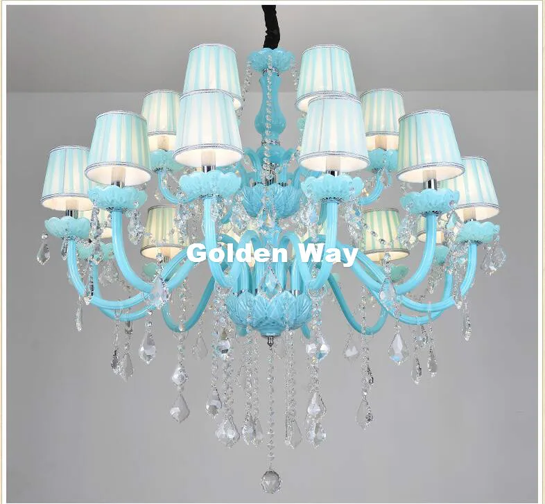 Free Shipping Decora Crystal Chandelier Lamp Tiffany Blue Crystal Modern Crystal Chandelier Guaranteed 100% Crystal Pendant Lamp