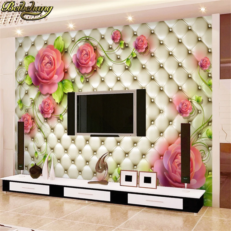 beibehang Warm rose flowers room living room Tv background Custom murals papel de parede 3D wallpaper for wall papers home decor
