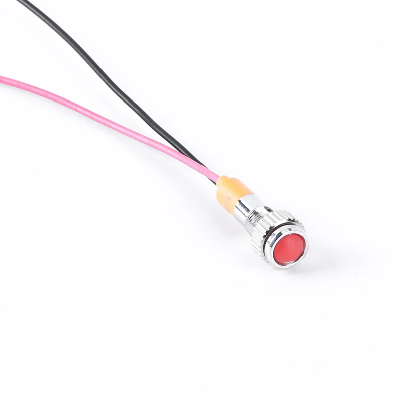 

6mm LED Ball Metal Waterproof 2V/3V/6V/12V/24V/110V/220V Pilot Signal Lamp 150mm Wiring Cable Car Indicator Light