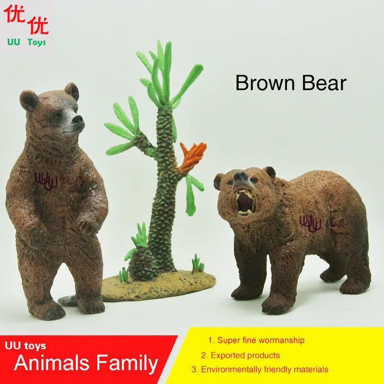 Brinquedos quentes: urso marrom, pacote de família, modelo de animais de simulação, brinquedos para crianças, adereços educativos, figuras de ação, imperdível