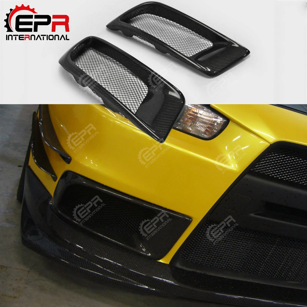 Car-styling R Style Carbon Fiber Front Bumper Air Duct Glossy Finish Drift Air Intake Vent Fit For Mitsubishi Evolution EVO 10