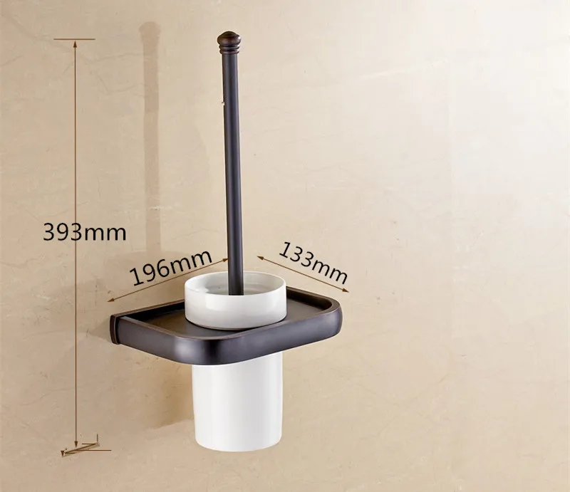 Oil Rubbed Bronze toilet brush holder set bathroom, European toilet bowl brush black, Copper toilet brush holder wall mounted