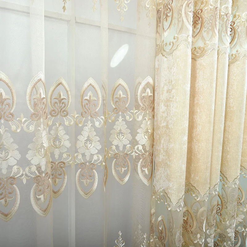 Purple Rice Coffee Color Embroidered Curtains Living Room Customized And Tulle Cortinas For Curtain Bedroom Drapes Fabric