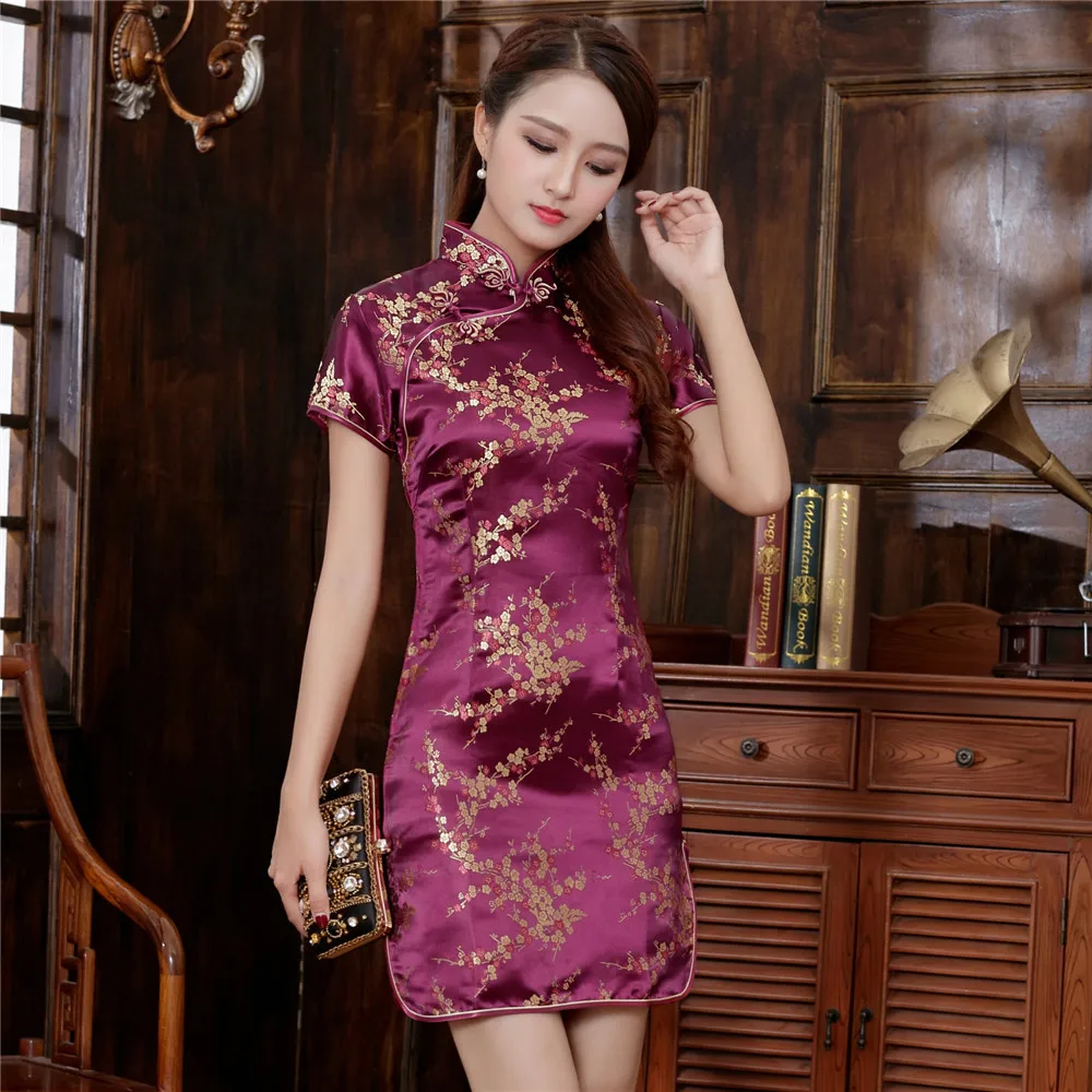 New Arrival Dress 6XL Qipao Women Satin Cheongsam Evening Party Gown Vintage female Flower Bride Wedding Cheongsam Dress