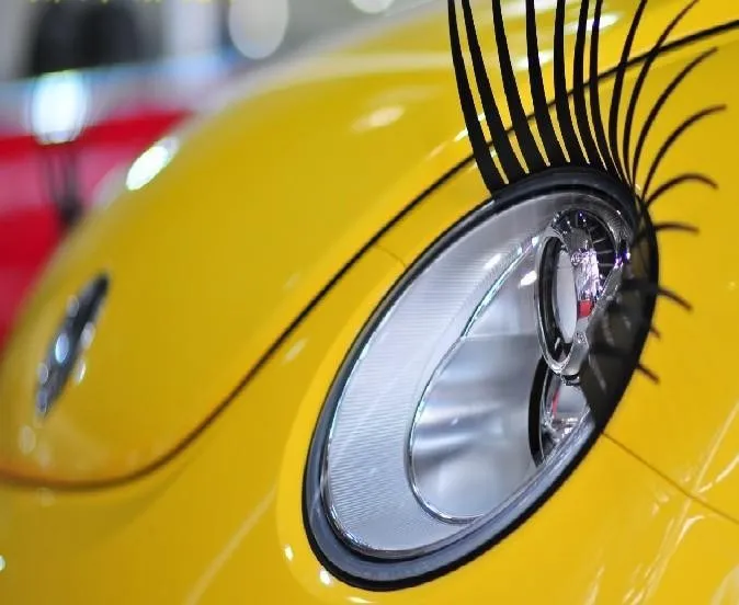 

2pcs 3D Charming Black False Eyelashes Fake Eye Lash Sticker Car Headlight Decoration Funny Decal For Beetle