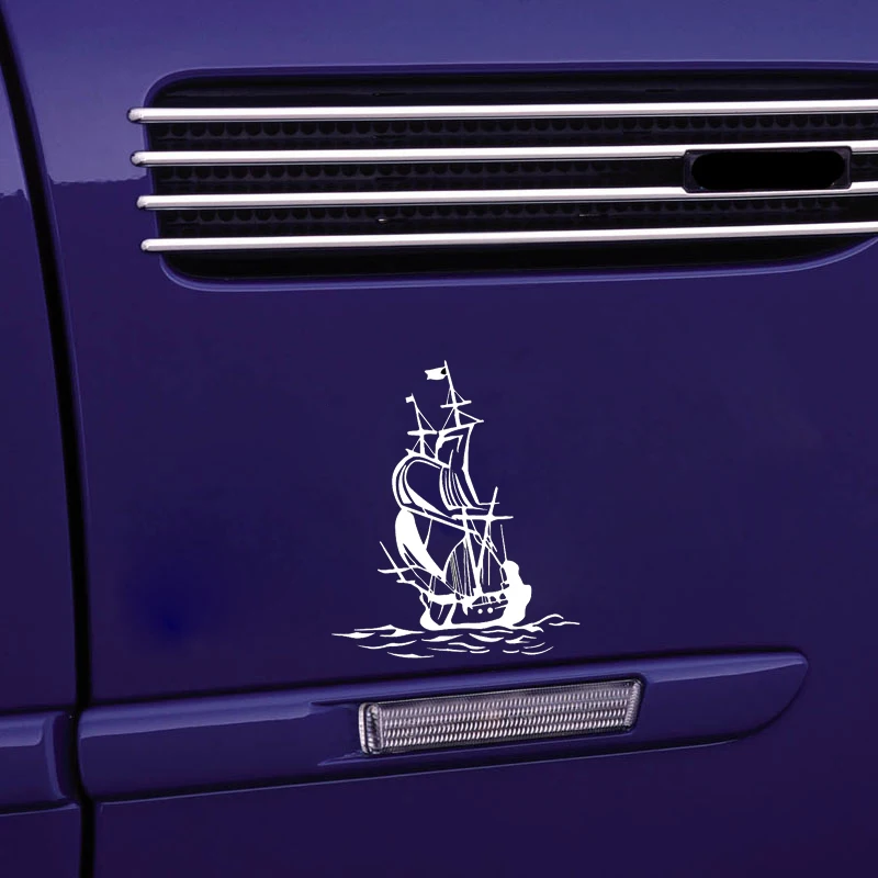 QYPF 13.5*16.2CM Interesting Pirate Ship Ocean Sailor Decor Car Styling Sticker Vinyl Silhouette Black/Silver C16-1104