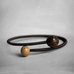 Tibetan Buddhism Bodhi Handmade Rope Braided Simple Special Wooden Bracelet Bangle Yoga Amulet Bracelet for Men and Women