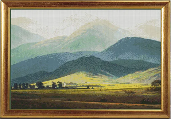 Giant Mountain Oil Painting Scenery Needlework Crafts 14CT Counted Unprinted Embroidery DIY Quality Cross Stitch Kits Arts