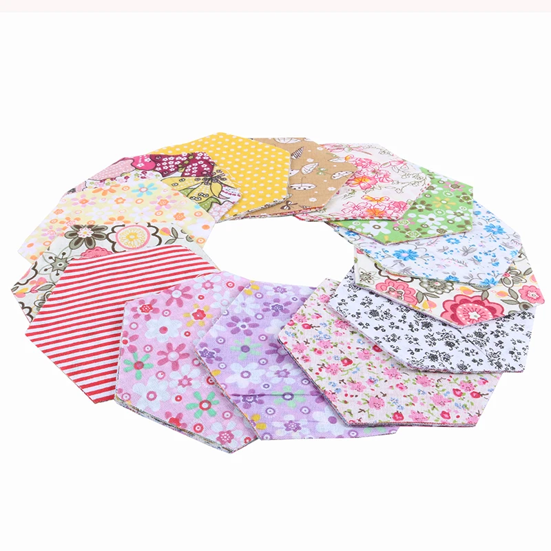 Nanchuang 30Pcs/Lot Random Chic Cotton Fabric With Hexagon Shape/Low Density&Thin Cloth For Quilting&Sewing Material/Mix Designs