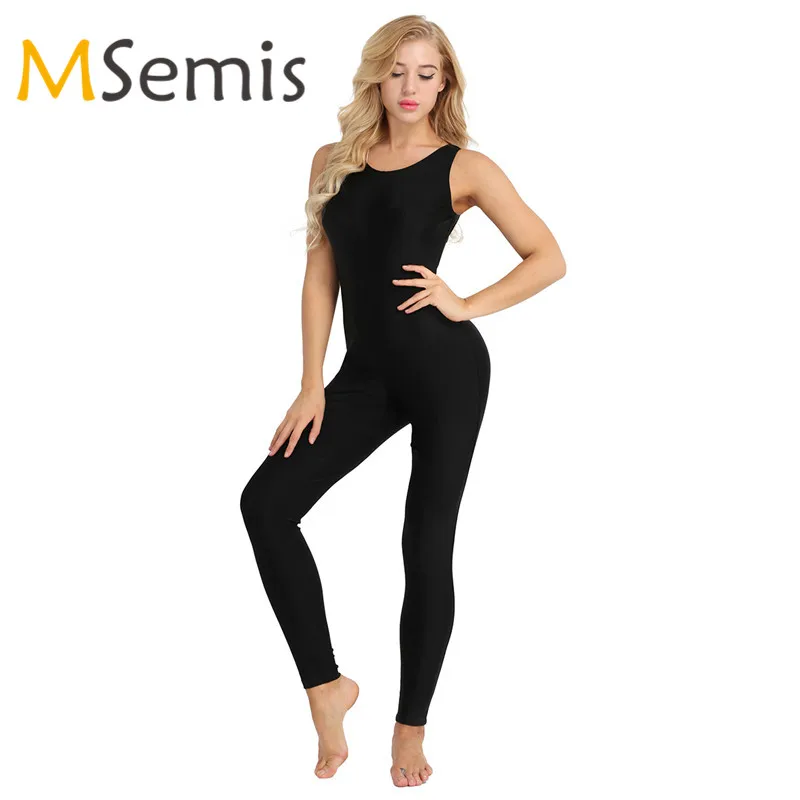 Women Adult Ballet Leotard One-piece Scoop Neck Footless Gymnastics Practice Tank Unitard Sport Gym Yoga Dance Bodysuit Jumpsuit