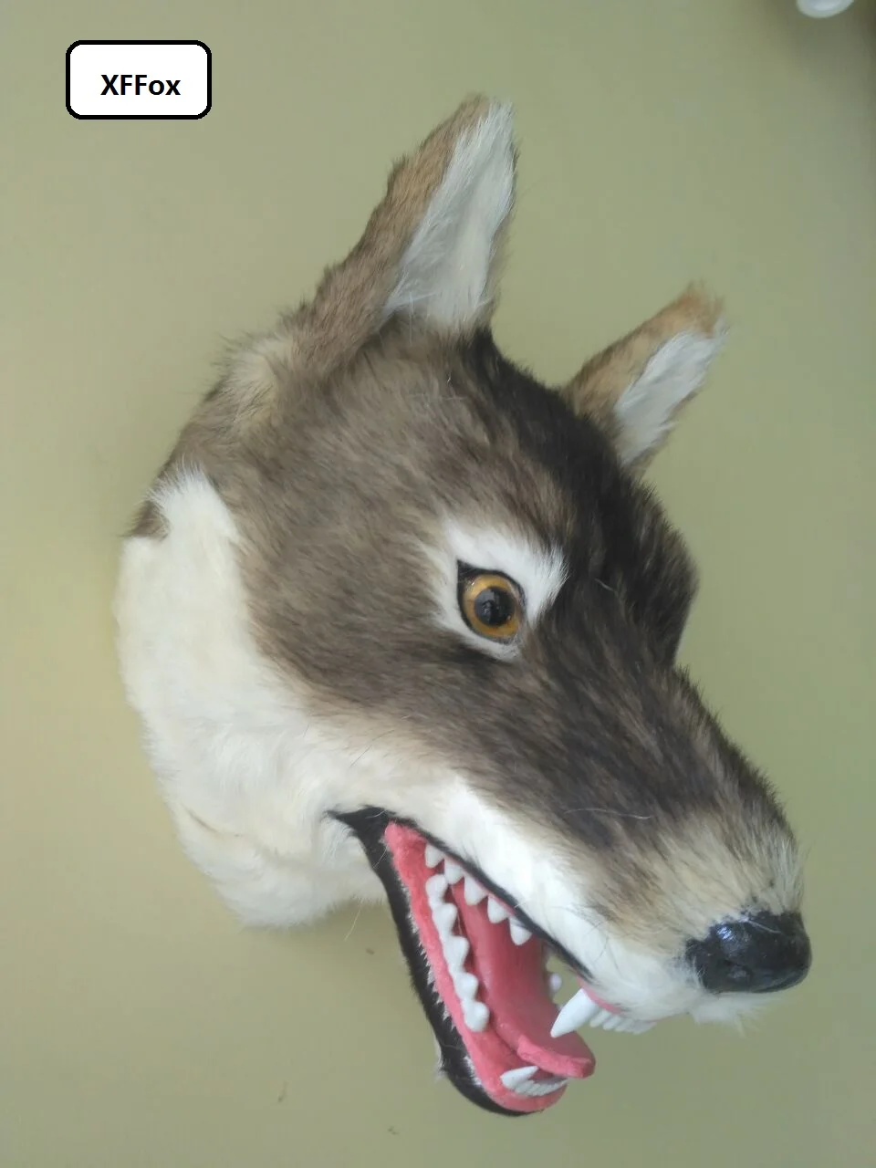 

big simulation wolf head model polyethylene&furs open-mouth wolf head wall pandent gift 30x23x25cm xf950