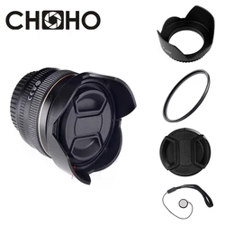 Lens Hood + UV Filter + Lens Cap Universal Tulip Petal Flower Filtro Thread Camera Protector 49mm 52mm 58mm 55mm 62mm 67mm