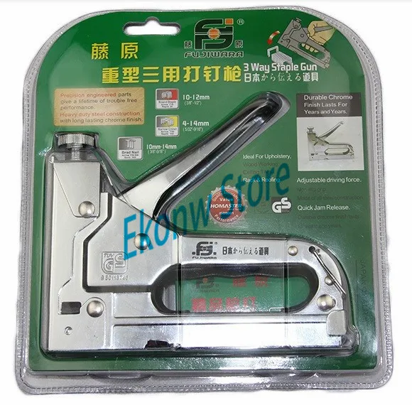 

Nail staple Gun & Stapler for wood furniture, door & upholstery chrome finish with 600 nails