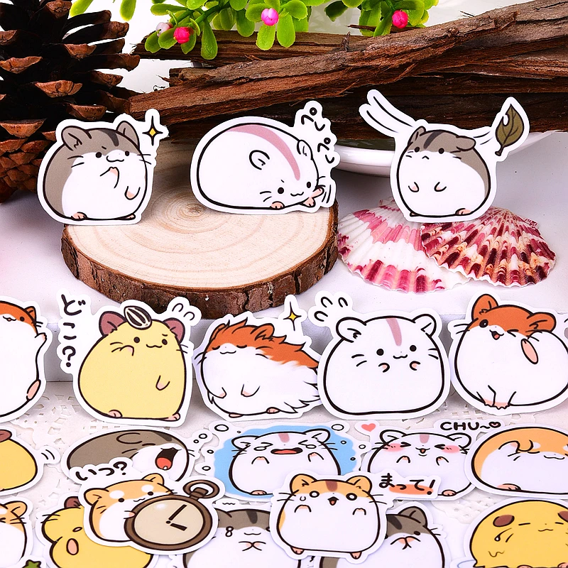 40 buah stiker Scrapbooking Hamster kecil lucu kartun kreatif/stiker dekoratif/album foto kerajinan DIY/anak-anak