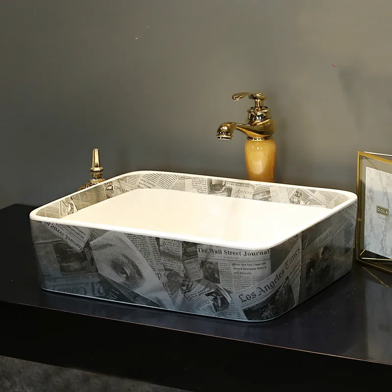 

Chinese Antique ceramic sinks china wash basin Ceramic Counter Top Wash Basin Bathroom Sinks wash bowl basin rectangular