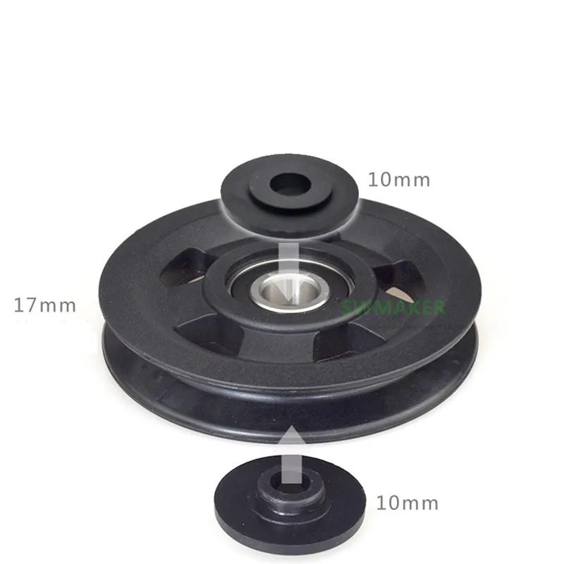 1pcs 10*114*20mm 17*114*20mm 6203 bearing PU-coated pulley, wire rope guide wheel/crane, large flying bird motion equipment roll