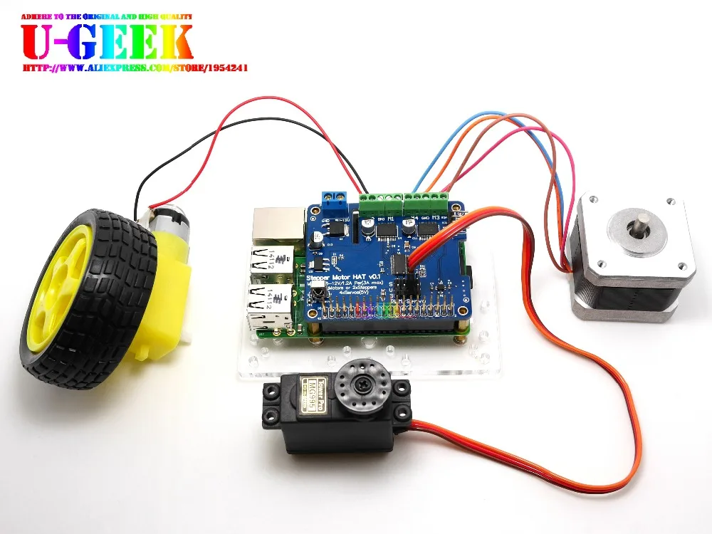 Imagem -05 - Robô Chapéu para Motor de Passo Ugeek para Raspberry pi 3b 3b Mais 3a Mais 2b 4b Zero Zero w Motor de Passo Servo Motor Sensores ir Romote