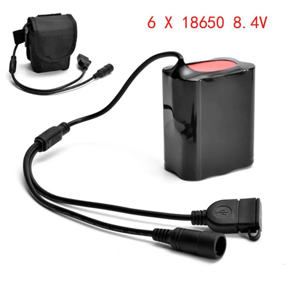 GTF 8.4V 7800mAh 6x18650 battery pack for Bicycle light battery pack with USB cable + 1 batteries bag