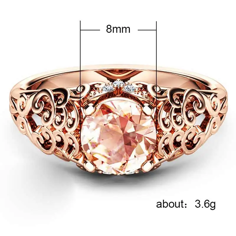 Huitan Rose Gold Color Series Wedding Rings With Shiny Champagne AAA Cubic Ziron Fashion Hollow Out Pattern Band Women Jewelry