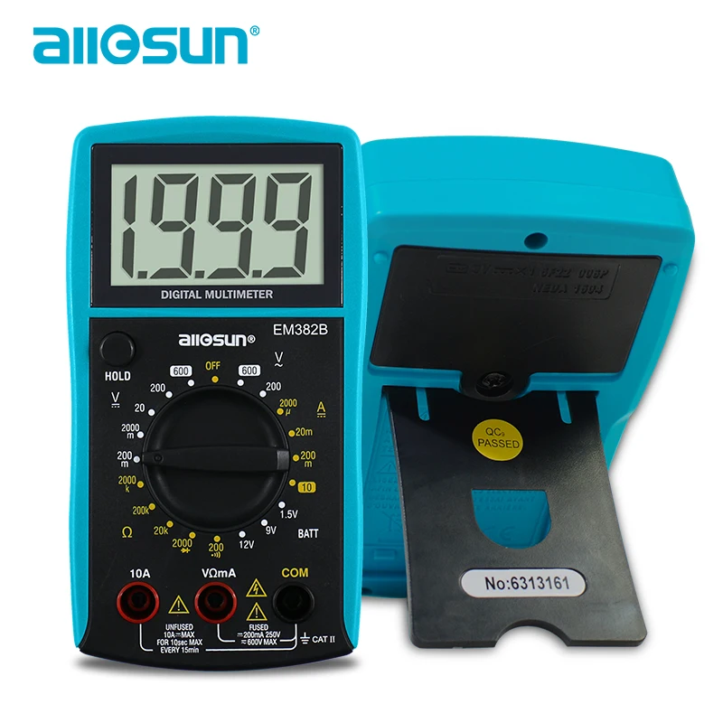 all-sun EM382B LCD Digital Multimeter DC/AC Voltmeter Continuity Battery Diode Tester