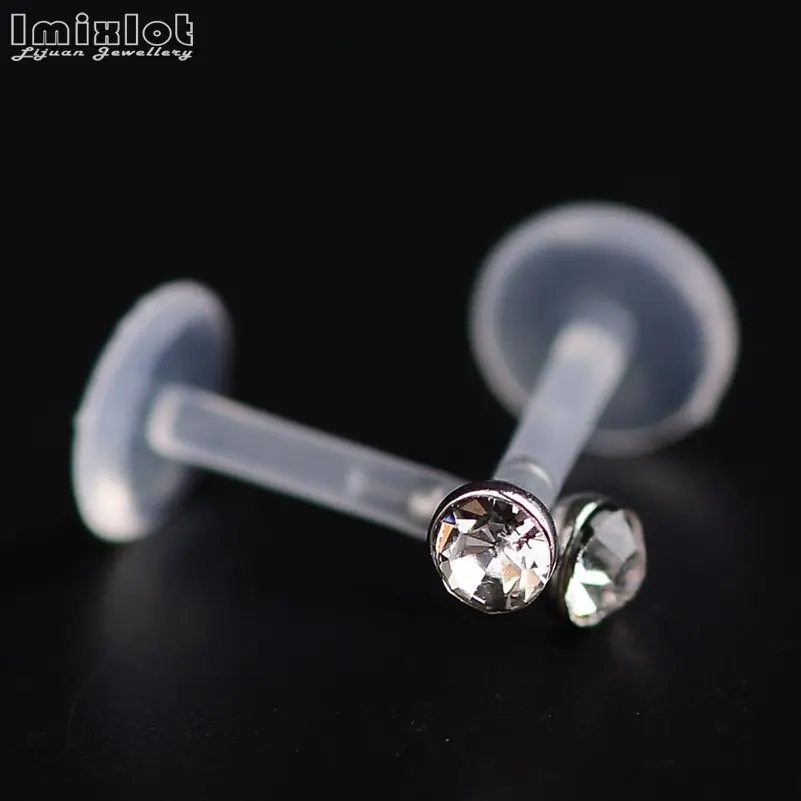 10Pcs Bioplast Flexible Labret Lip Ring Ear Helix Tragus Cartilage Studs Piercing Mixed Color Body Piercing Jewelry