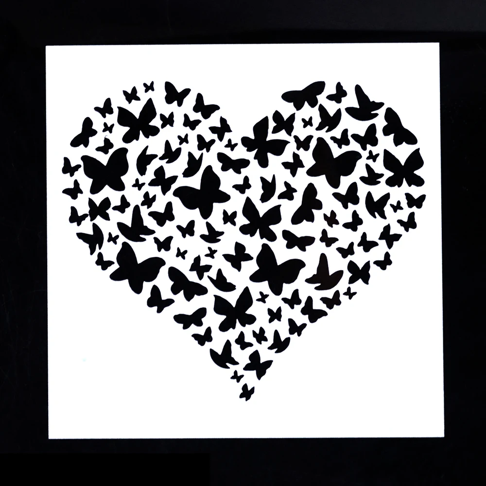 Plantilla de corazón de mariposa para manualidades DIY, 13 cm, álbum de estampado de pintura de álbum de recortes, tarjetas de papel decorativas en relieve