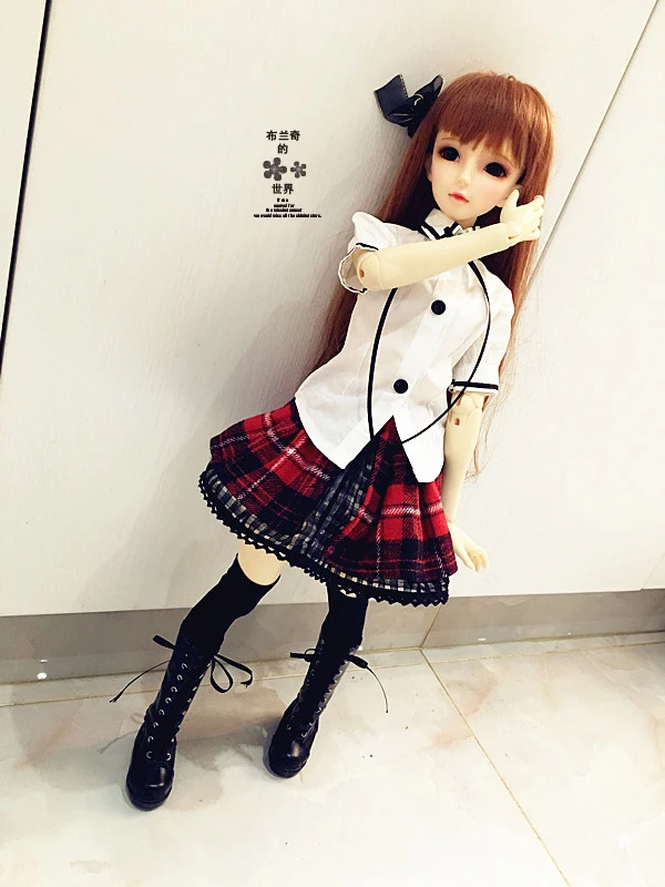 

1/6 1/4 1/3 BJD рубашка + клетчатая юбка, комплект школьной формы для BJD/SD MSD SD13, одежда для девочек, кукла и другие аксессуары в комплект не входят