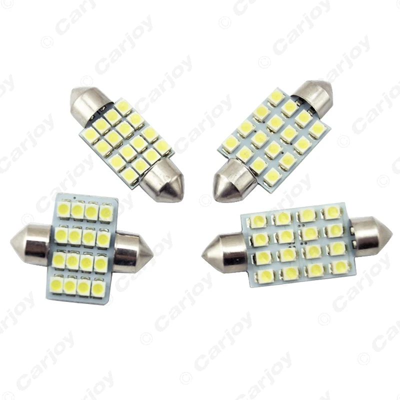 LEEWA 1pc White Auto LED Bulbs 31mm 36mm 39mm 41mm 16-SMD 1210/3528 Chip Festoon Dome Map Cargo Car LED Light  #CA1216