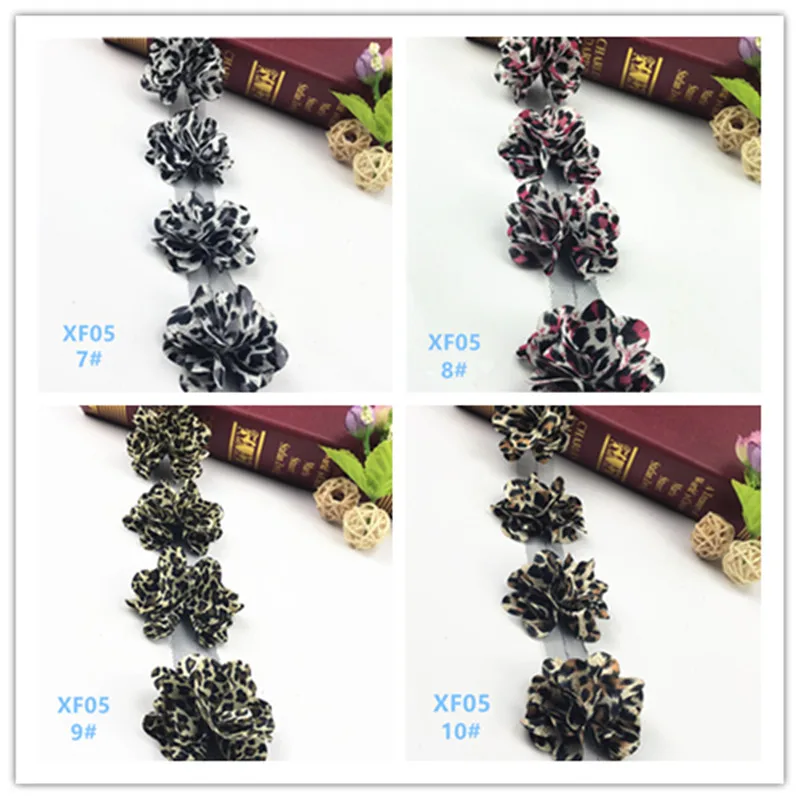 10 Yard 33 Farben 3D Chiffonblumen DIY 5cm Breite Spitzenborte 24 Blumen Spitzenband Dekoration Kleidungszubehör XF08 – Detail 16