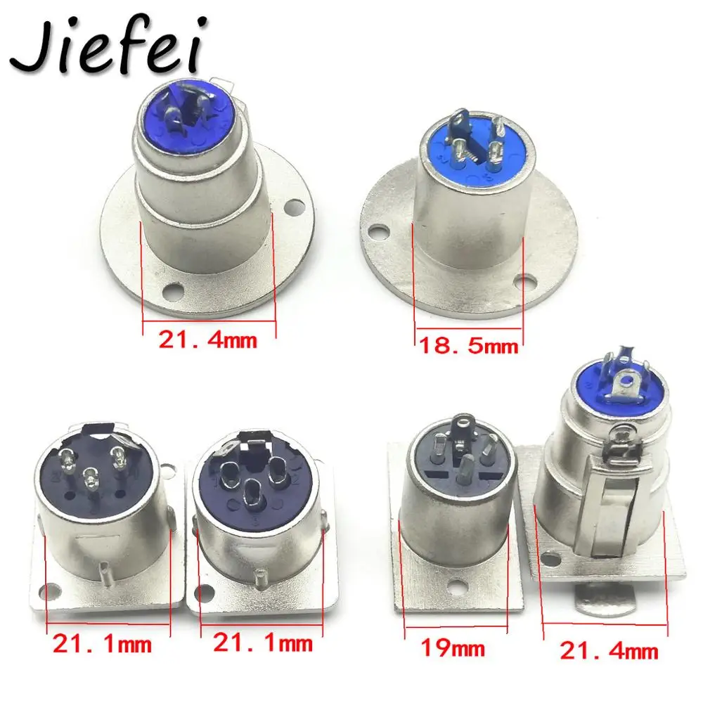 10pcs XLR 3Pins XLR connector Female Jack Socket Panel Mounted type Chassis Square/ Round Shape Metal housing image 3