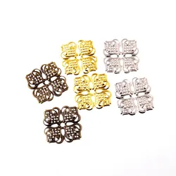 Free shipping 10Pcs Filigree Square Flower Wraps Connectors Metal Crafts Gift Decoration DIY 35x35mm