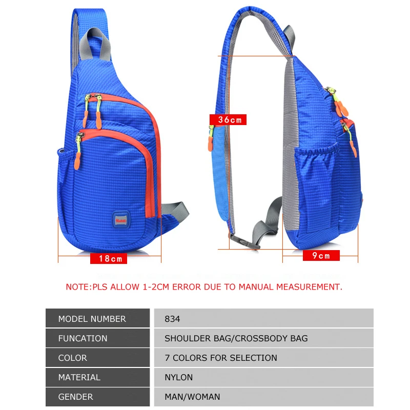 TANLUHU 834 Waterproof Nylon Outdoor Sports Bag Men Women Climbing Hiking Cycling Bottle Holder Shoulder Cross Body Chest Bag
