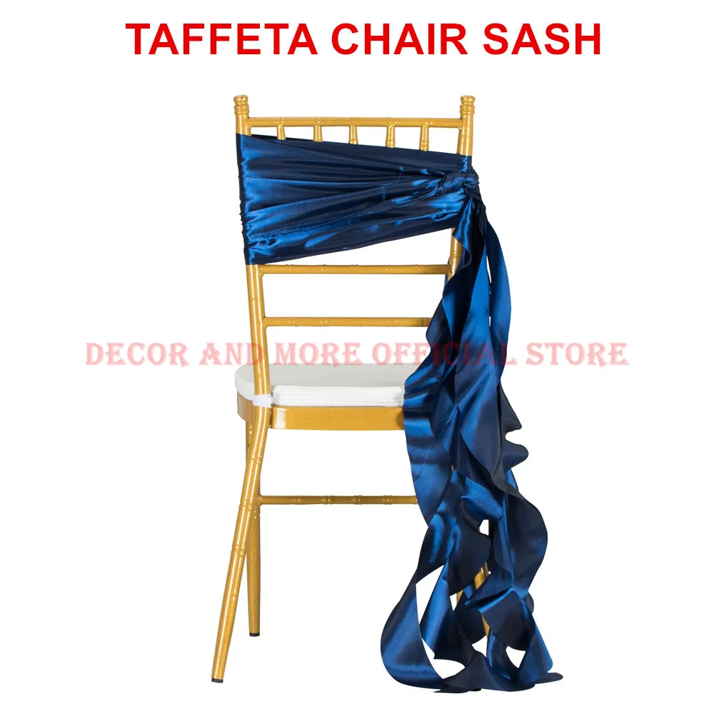 1PCS Decor Taffeta Chair Sashes Blue Red White Gold Chair Bands Outdoor Hotel Party Wedding Chair Ties For Chiavari Chair Covers