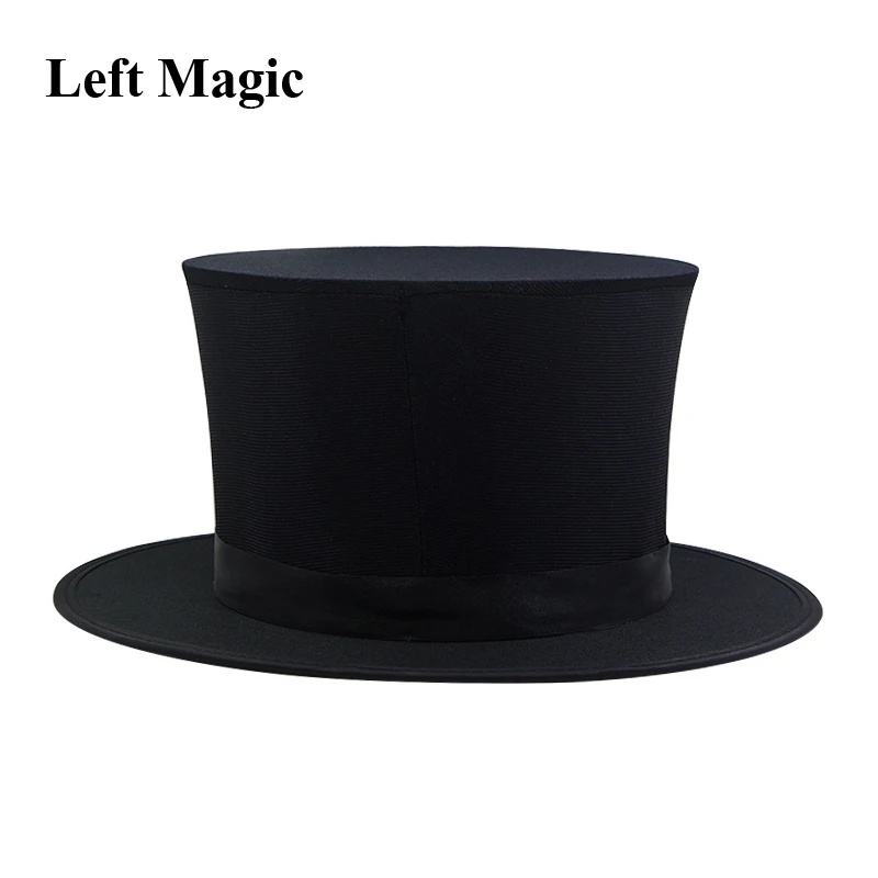 Folding Top Hat Spring Magic Tricks ( Black &  Playing Card Pattern )Appearing/Vanishing Objects Hat Stage Accessories Gimmick