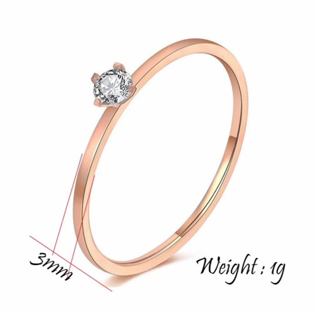 Italian Cubic Zirconia Wedding Rings Women Girl Kids  Jewelry Rose Gold-Color Engagement Ring Female Anel Bijoux Gifts