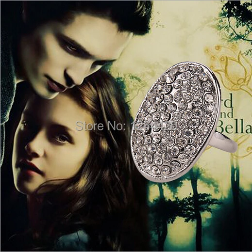 20PCS/LOT Movie Twilight Moonstone Bella Engagement Ring High Quality Rhinestone Rings For Girls Charms Size #6,7,8,9,10