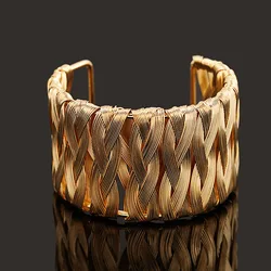 New Punk Style Cuff Bangles Gold Metal Wrap Weaving Gold Silver color Bracelet Clothes Jewelry Costume Jewellery