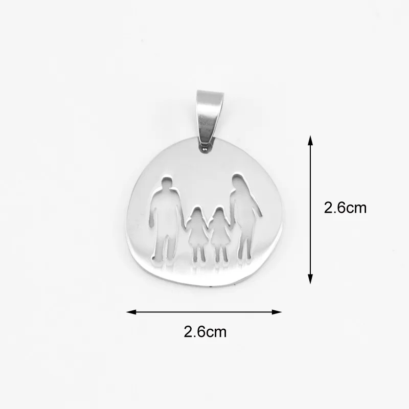 50pcs DIY jewelry Necklace mirror polished family mini Necklace Pendant father mother child pendants stainless steel wholesale