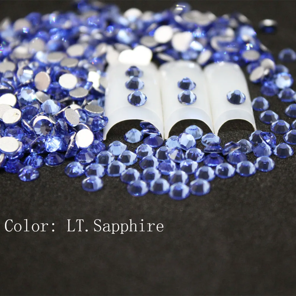 1440 pcs/Pack SS3-SS34 Lt.Sapphire Nail Art Decorations Rhinestones For 3d Charm Glass Flatback Non Hotfix DIY Nails Decorations