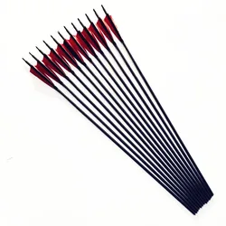 12pcs 30 pollici carbon arrow Spine 600.OD7.8mm/ID6.2mm. 2 rosso e 1 nero. Testa sostituibile/adatta per arco inverso tradizionale