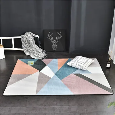 

Rectangular Striped Geometric Carpet, Artistic World, Bedroom and Living Room Decoration, Non-Slip Soft Earth Mat