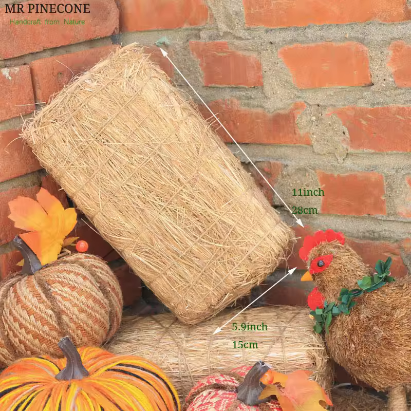L11" Vintage Straw Bale Brick Rustic Hay Bales Home Decoration Fall Spring Party Festival Supplies Barn Accessory