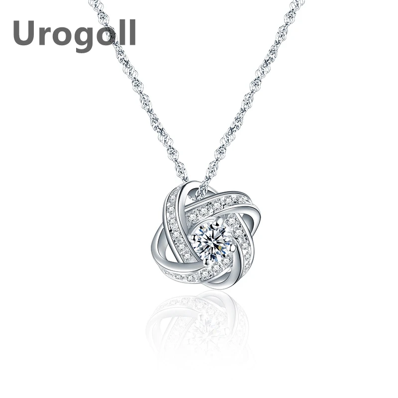 Fashion Real 925 Sterling Silver Necklaces Purple Auger Crystal Zircon Pendant Necklaces Chain For Women Girl Jewelry Dress Up