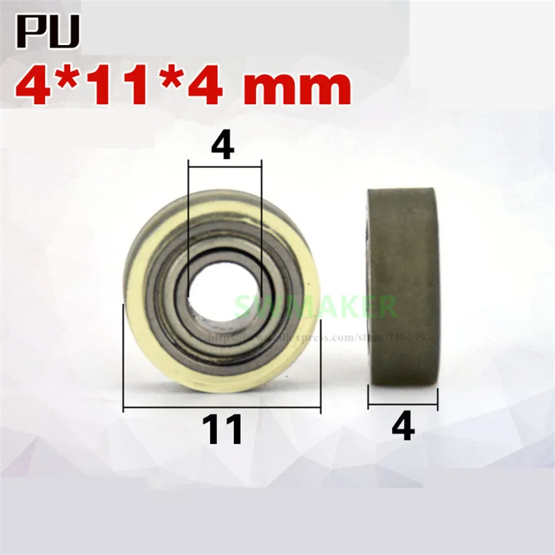 1pcs 4*11*4mm super silent polyurethane 684zz pack rubber bearing, forming bearing, rolling wheel, /PU pulley